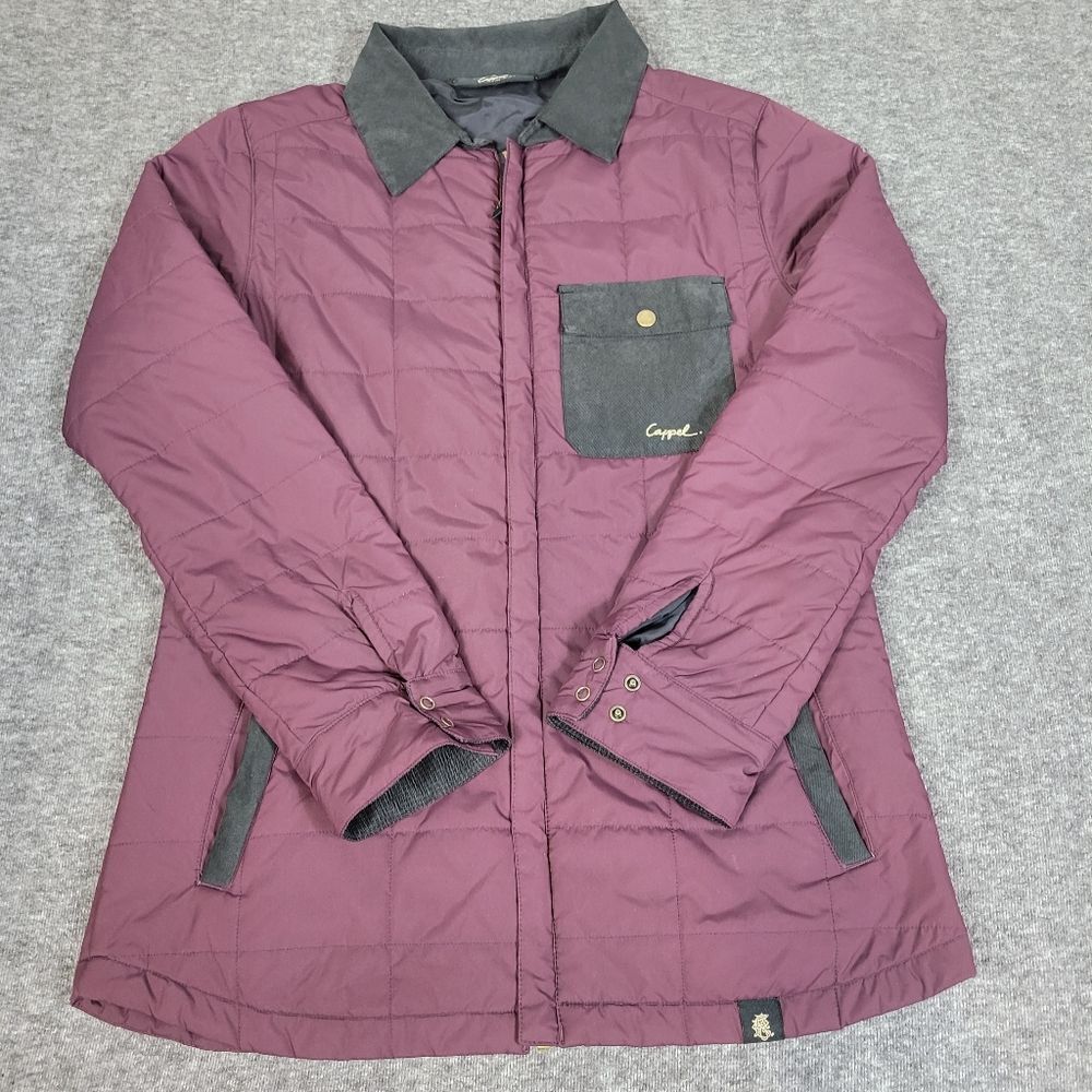 Cappel Men’s Size M Quilted Jacket Red  With Gray Collar Pocket Logo On Chest G